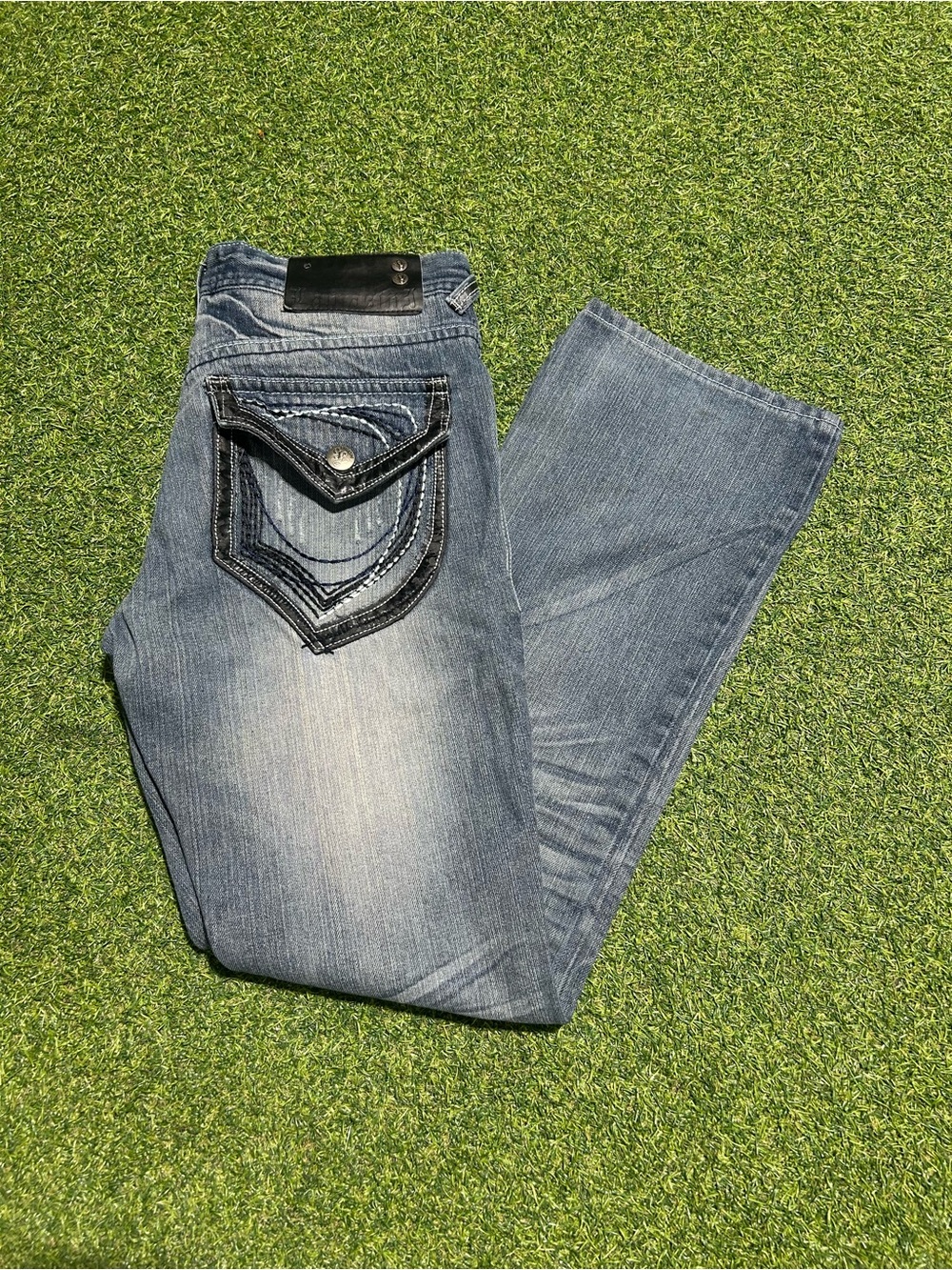Men’s Lamasini Western Rodeo Flared Distressed Denim Jeans